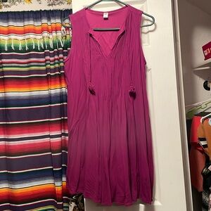 Raspberry colored sleeveless summer dress